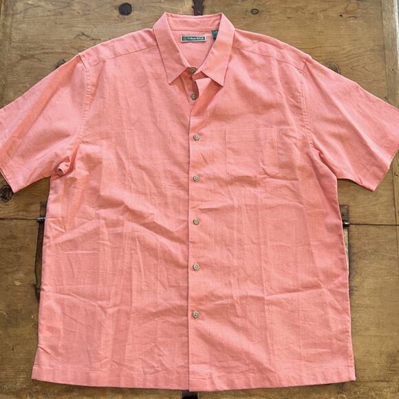 Mens Cubavera Salmon Button-down short-sleeve T-shirt Size X-large - Picture 1 of 7